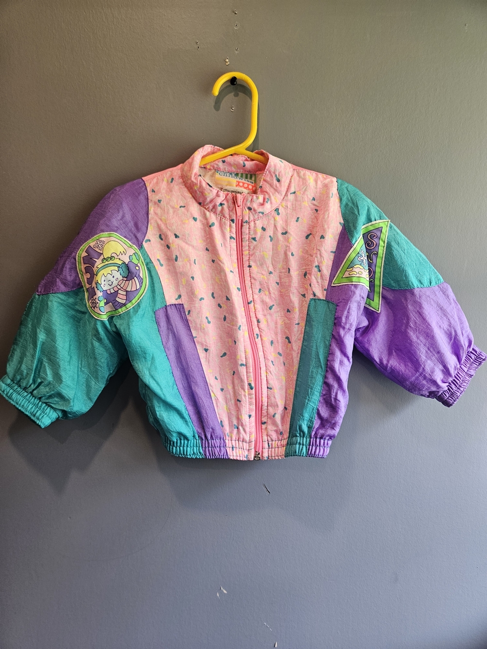 Vintage Late 1980s / Early 1990s Kids Colorblock Windbreaker Jacket